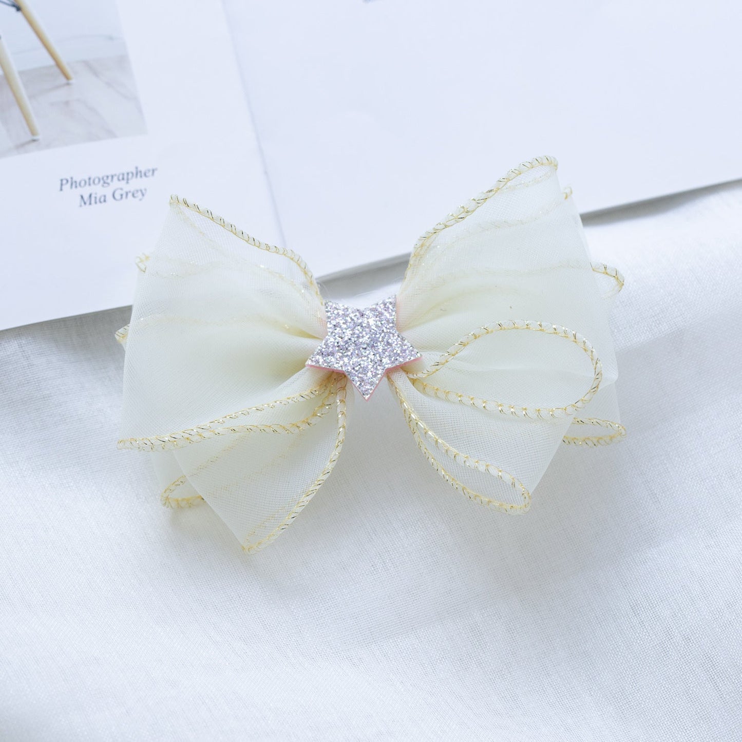 Girls Solid Color Star Bow Accessories Headwear
