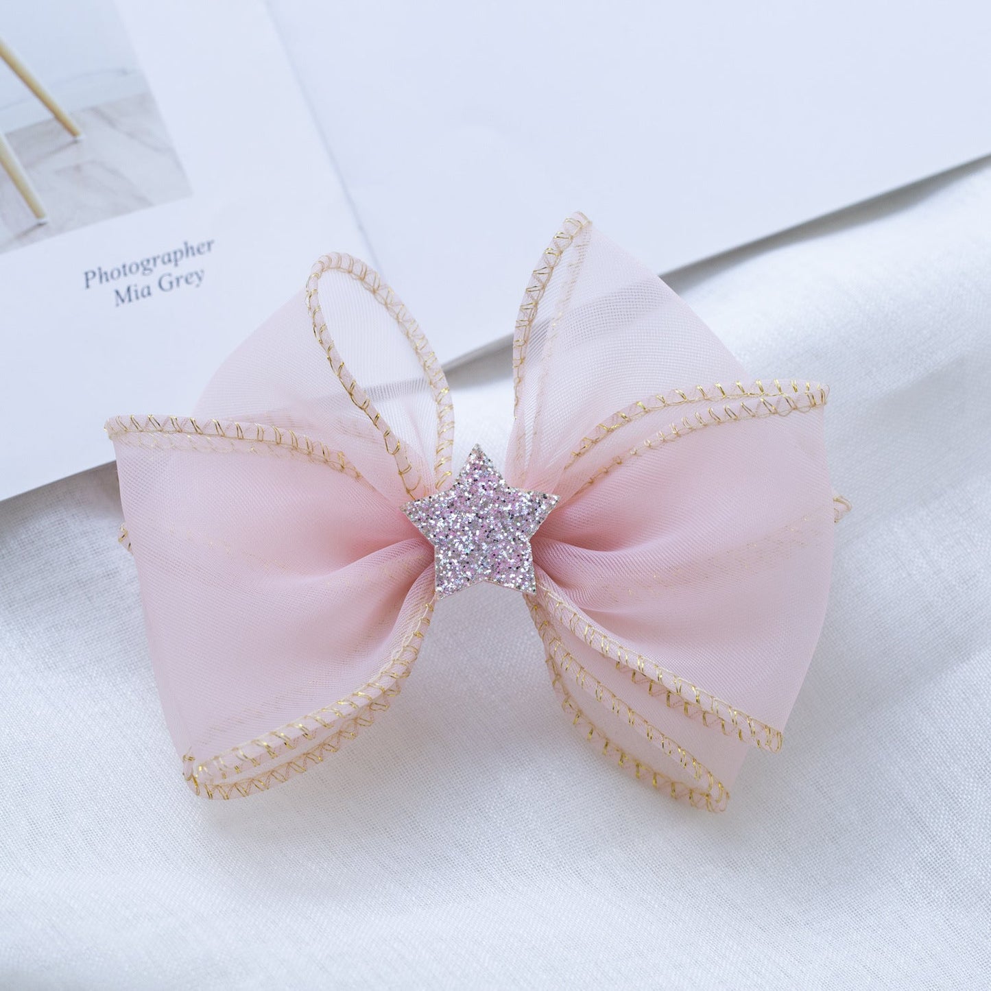 Girls Solid Color Star Bow Accessories Headwear