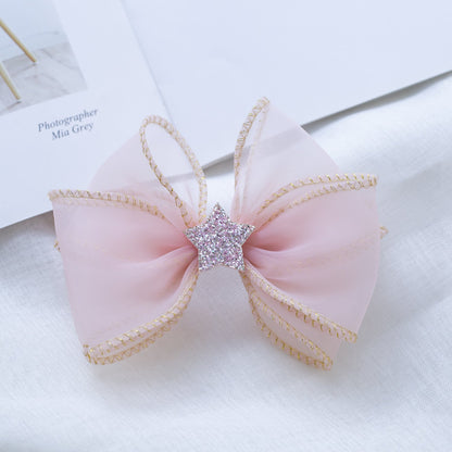 Girls Solid Color Star Bow Accessories Headwear