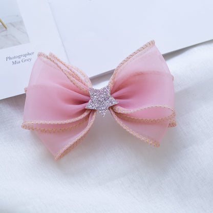 Girls Solid Color Star Bow Accessories Headwear