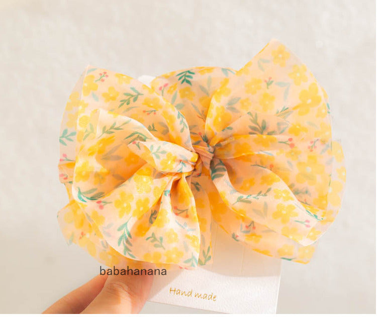 Girls Flower Bow Print Accessories Headwear