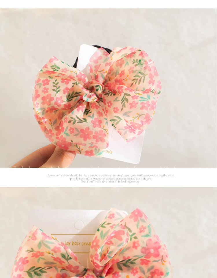 Girls Flower Bow Print Accessories Headwear