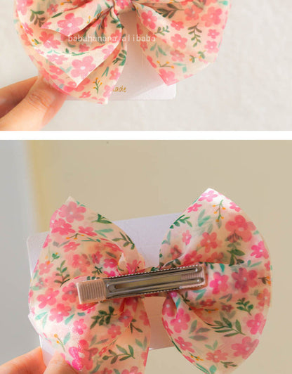 Girls Flower Bow Print Accessories Headwear