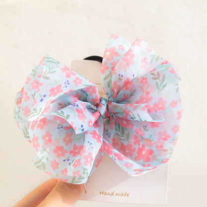 Girls Flower Bow Print Accessories Headwear