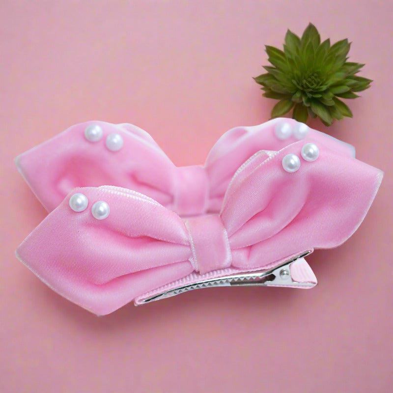 Girls Solid Color Bow Accessories Headwear
