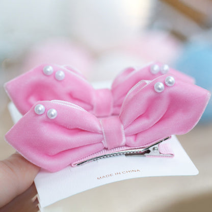 Girls Solid Color Bow Accessories Headwear