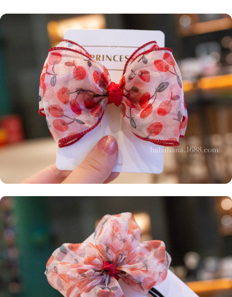 Girls Fruit Bow Print Accessories Headwear