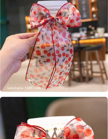 Girls Fruit Bow Print Accessories Headwear