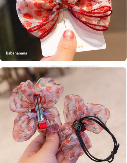 Girls Fruit Bow Print Accessories Headwear