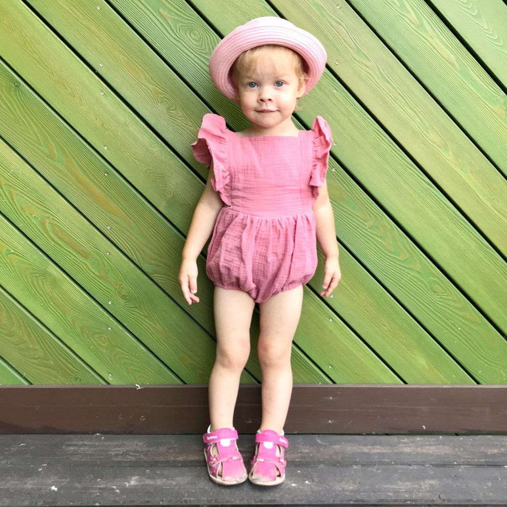 Baby Girls Solid Color Rompers Accessories Headwear