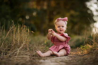 Baby Girls Solid Color Rompers Accessories Headwear