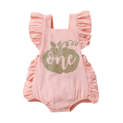 Baby Girls Letters Print Halloween Rompers