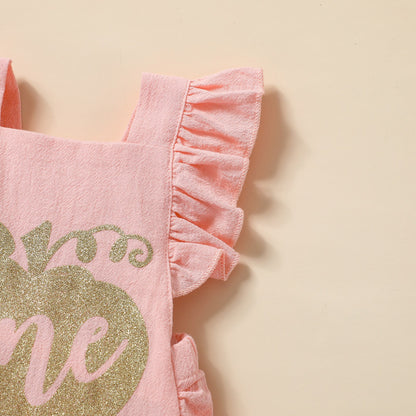 Baby Girls Letters Print Halloween Rompers