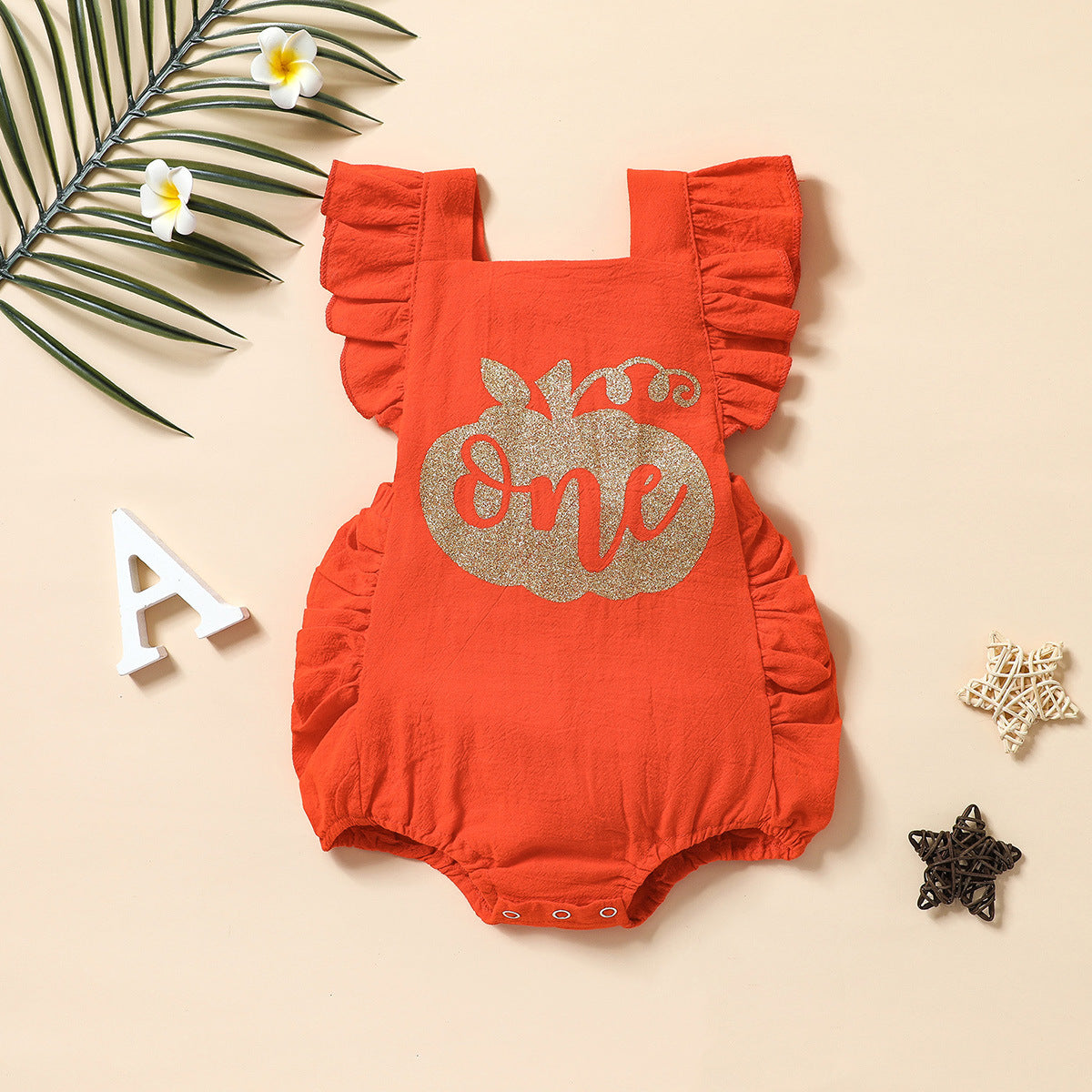 Baby Girls Letters Print Halloween Rompers