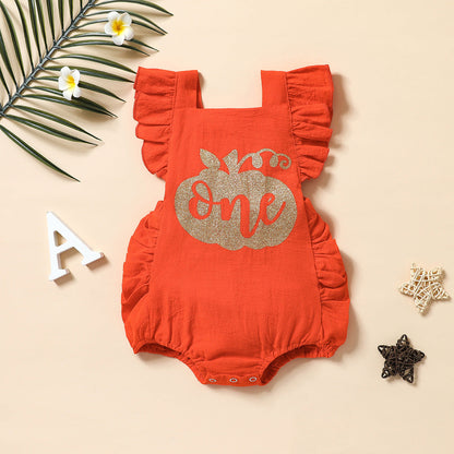 Baby Girls Letters Print Halloween Rompers