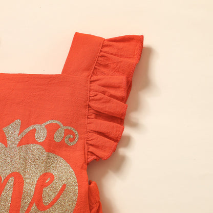 Baby Girls Letters Print Halloween Rompers