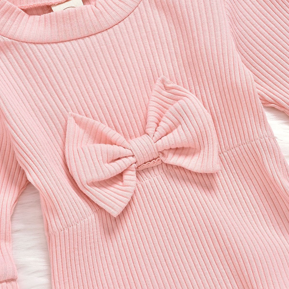 Baby Girls Solid Color Bow Muslin&Ribbed Rompers Accessories Headwear Wholesale 22062214