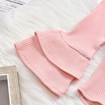 Baby Girls Solid Color Bow Muslin&Ribbed Rompers Accessories Headwear Wholesale 22062214