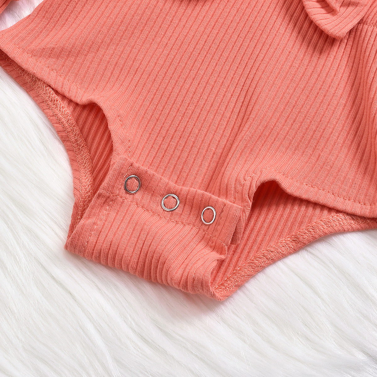 Baby Girls Solid Color Bow Muslin&Ribbed Rompers Accessories Headwear Wholesale 22062214