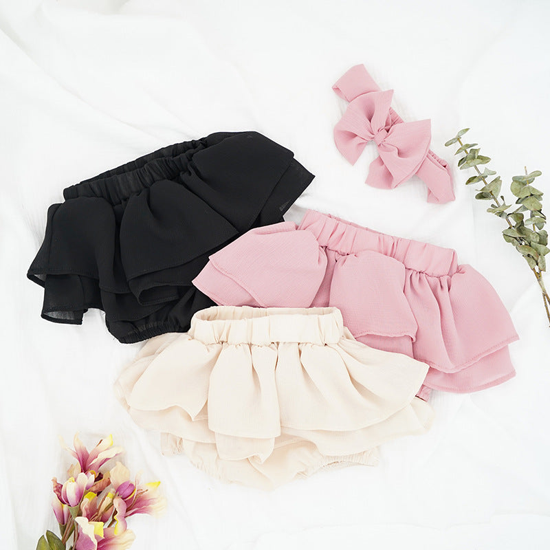 Baby Girls Solid Color Bow Shorts Accessories Headwear