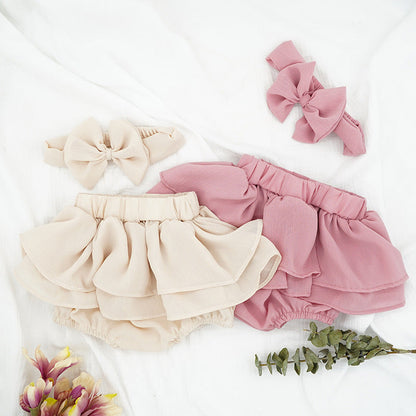 Baby Girls Solid Color Bow Shorts Accessories Headwear