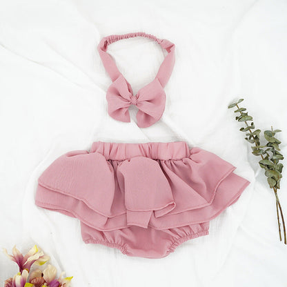 Baby Girls Solid Color Bow Shorts Accessories Headwear