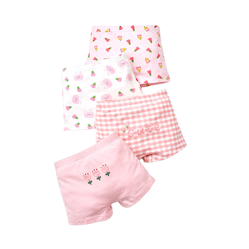 4 Pieces Baby Kid Girls Flower Fruit Cartoon Underwears