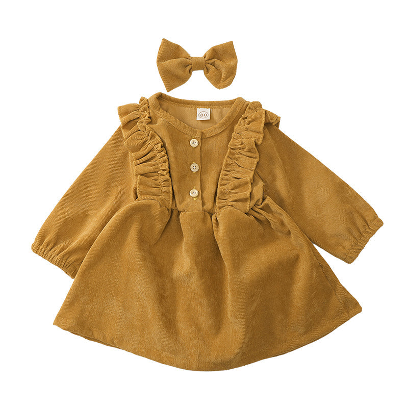 Baby Kid Girls Solid Color Bow Dresses Headwear Wholesale 22062255