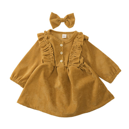 Baby Kid Girls Solid Color Bow Dresses Headwear Wholesale 22062255