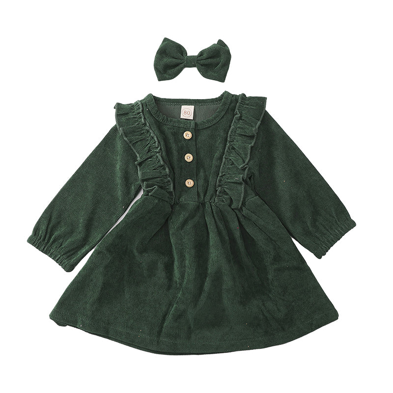 Baby Kid Girls Solid Color Bow Dresses Headwear Wholesale 22062255
