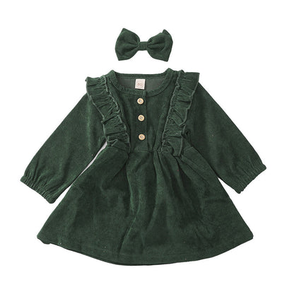 Baby Kid Girls Solid Color Bow Dresses Headwear Wholesale 22062255