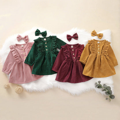 Baby Kid Girls Solid Color Bow Dresses Headwear Wholesale 22062255