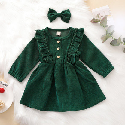 Baby Kid Girls Solid Color Bow Dresses Headwear Wholesale 22062255