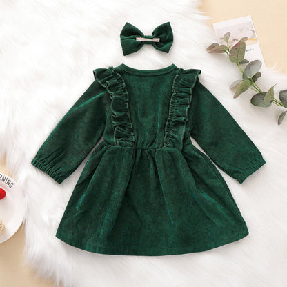 Baby Kid Girls Solid Color Bow Dresses Headwear Wholesale 22062255