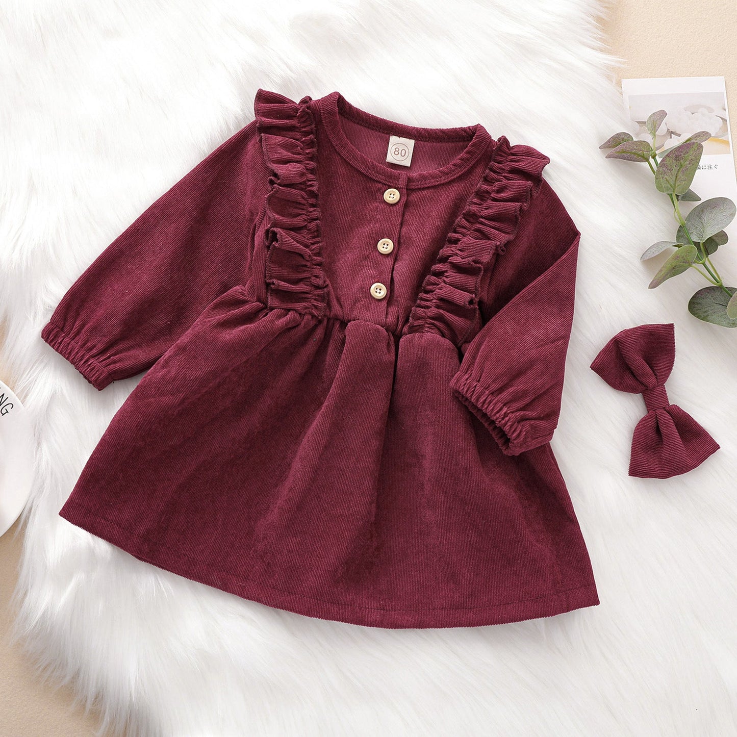 Baby Kid Girls Solid Color Bow Dresses Headwear Wholesale 22062255