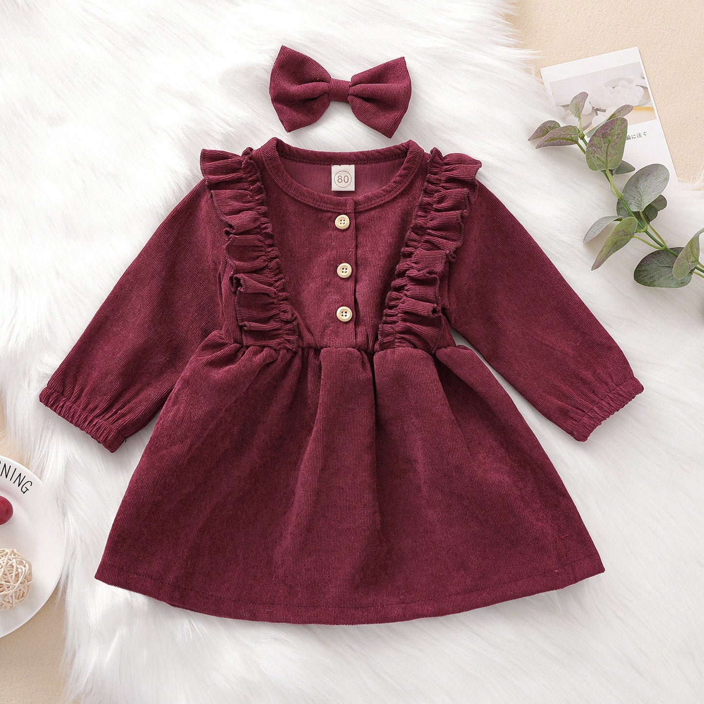 Baby Kid Girls Solid Color Bow Dresses Headwear Wholesale 22062255
