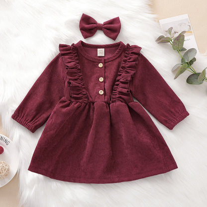 Baby Kid Girls Solid Color Bow Dresses Headwear Wholesale 22062255