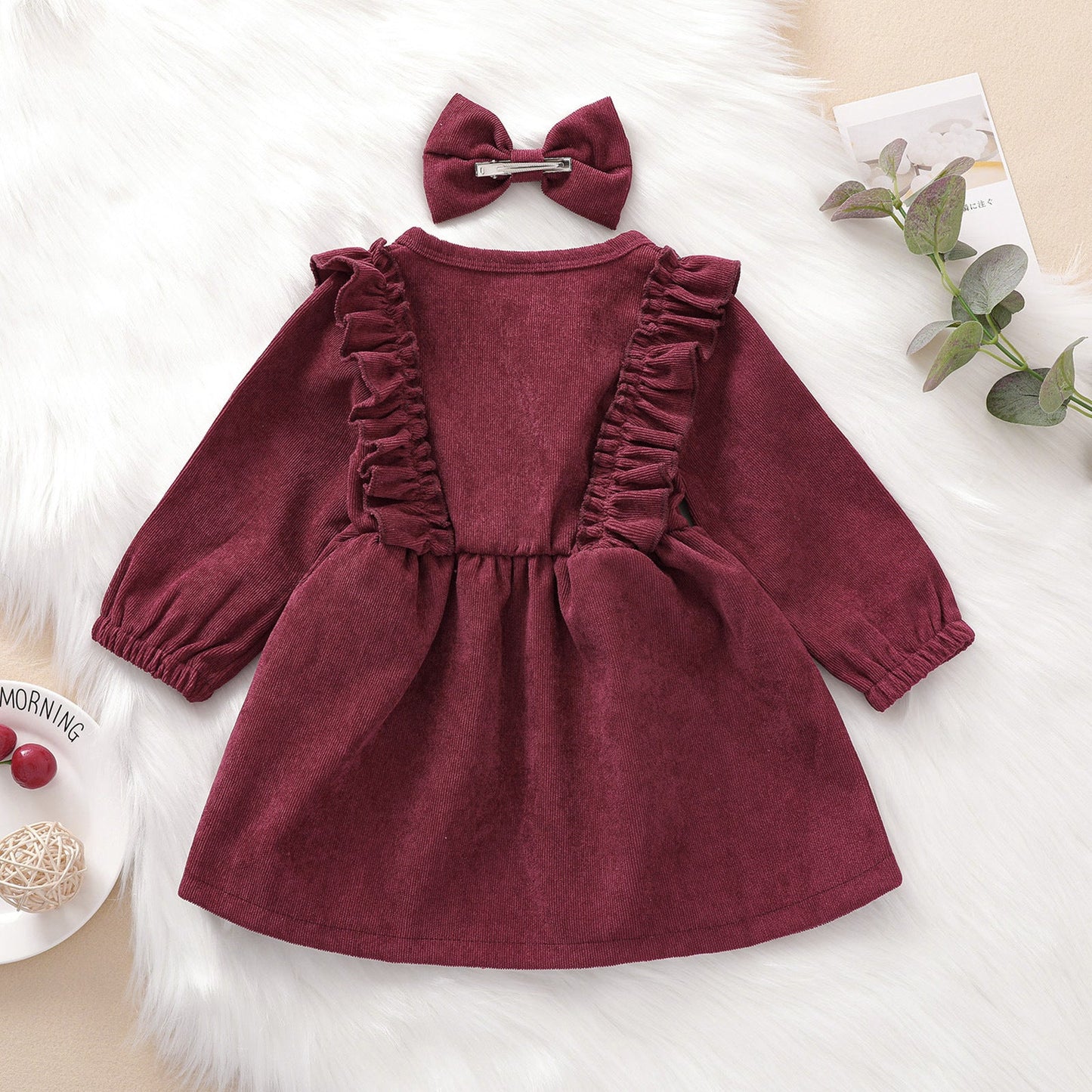Baby Kid Girls Solid Color Bow Dresses Headwear Wholesale 22062255