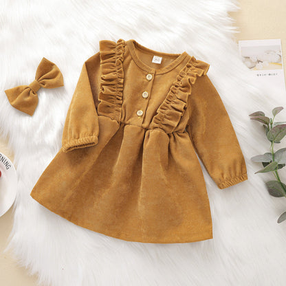 Baby Kid Girls Solid Color Bow Dresses Headwear Wholesale 22062255