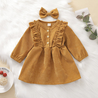 Baby Kid Girls Solid Color Bow Dresses Headwear Wholesale 22062255