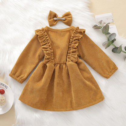 Baby Kid Girls Solid Color Bow Dresses Headwear Wholesale 22062255