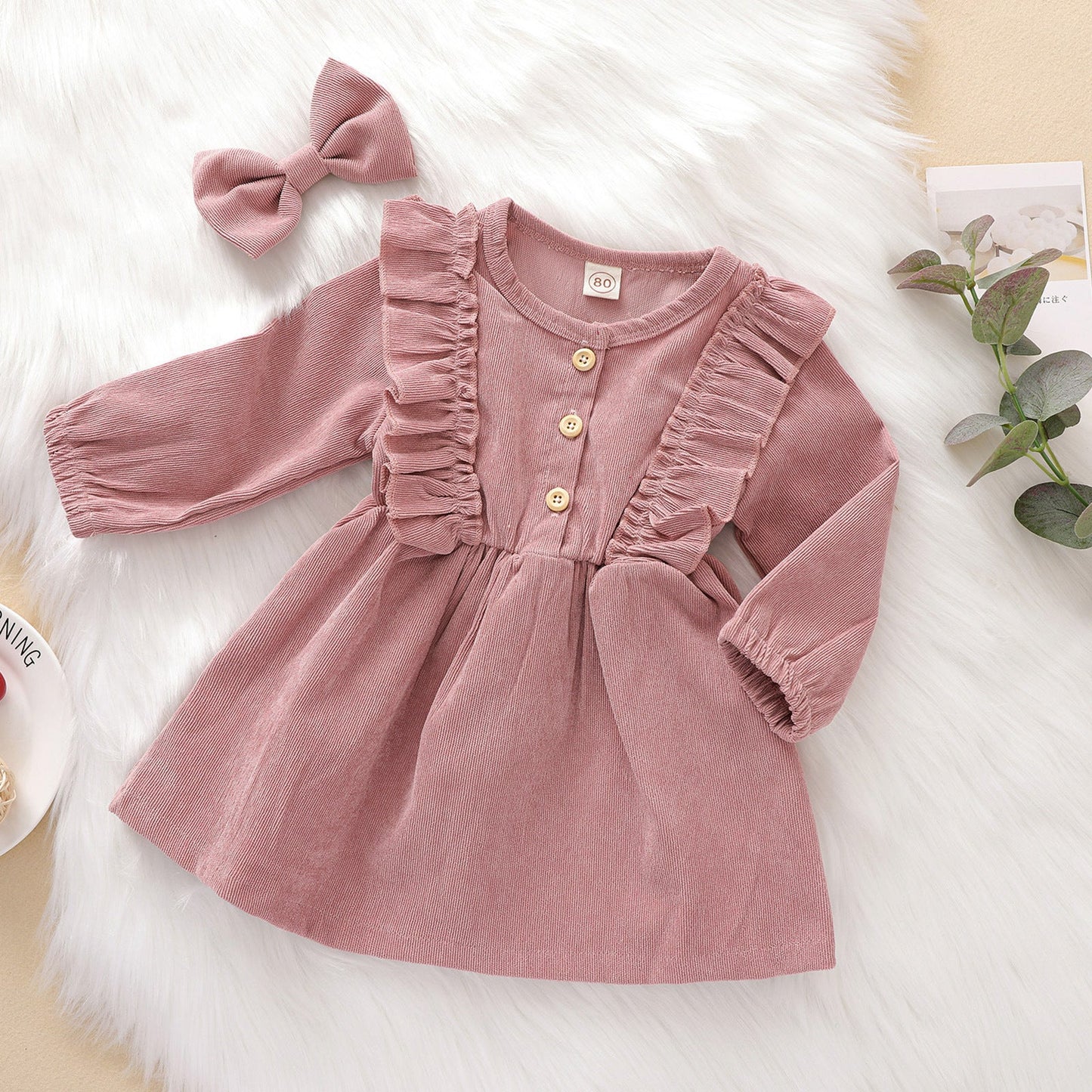 Baby Kid Girls Solid Color Bow Dresses Headwear Wholesale 22062255