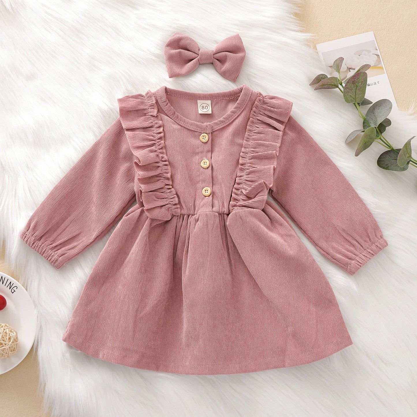 Baby Kid Girls Solid Color Bow Dresses Headwear Wholesale 22062255