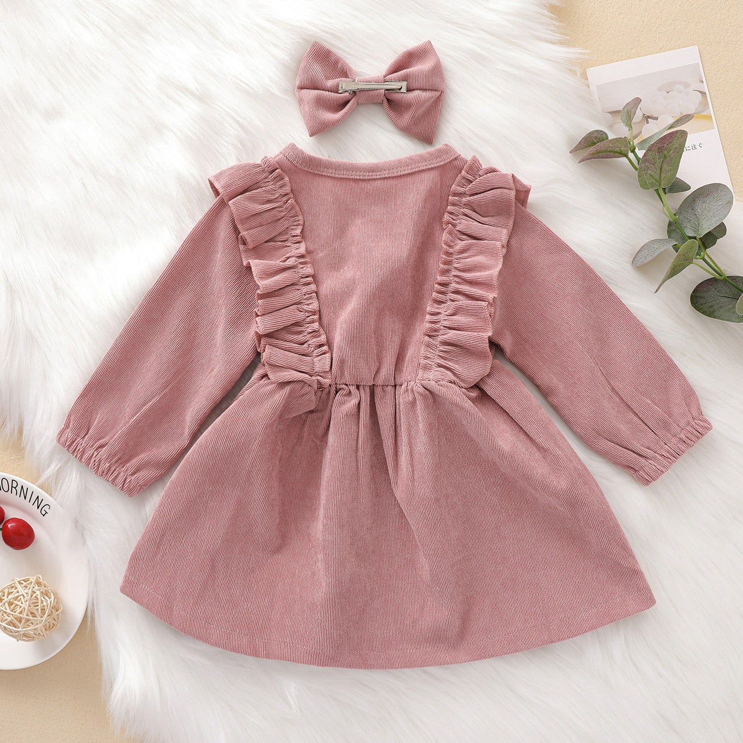Baby Kid Girls Solid Color Bow Dresses Headwear Wholesale 22062255
