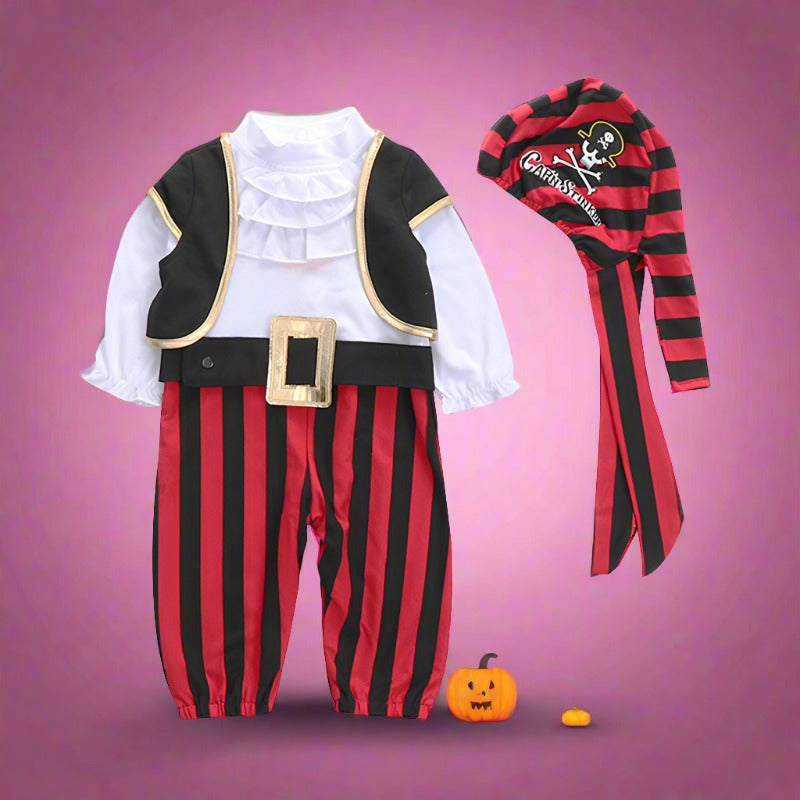 Baby Boys Striped Color-blocking Halloween Jumpsuits
