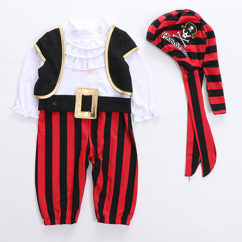 Baby Boys Striped Color-blocking Halloween Jumpsuits
