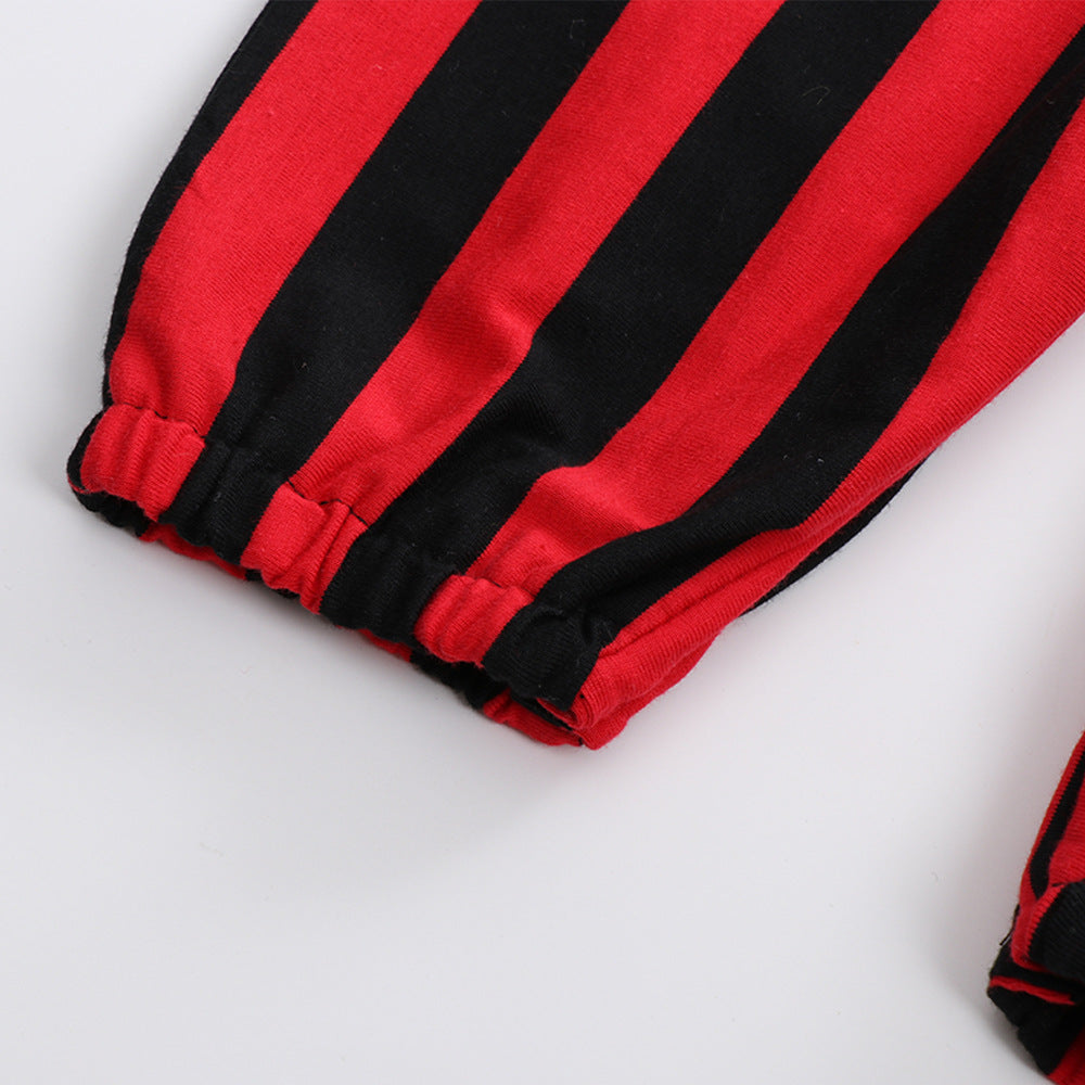 Baby Boys Striped Color-blocking Halloween Jumpsuits