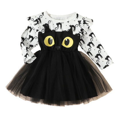 Baby Kid Girls Animals Cartoon Print Halloween Dresses