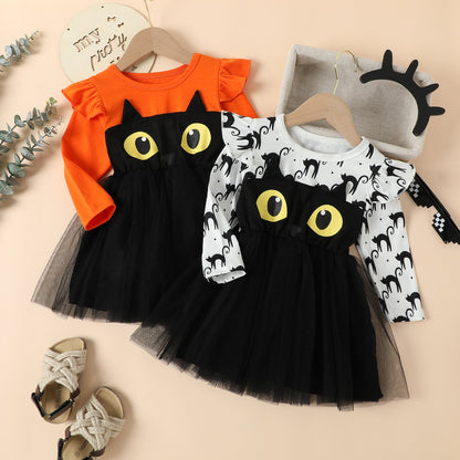 Baby Kid Girls Animals Cartoon Print Halloween Dresses
