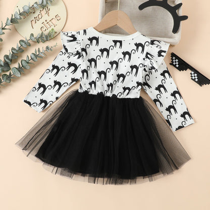 Baby Kid Girls Animals Cartoon Print Halloween Dresses